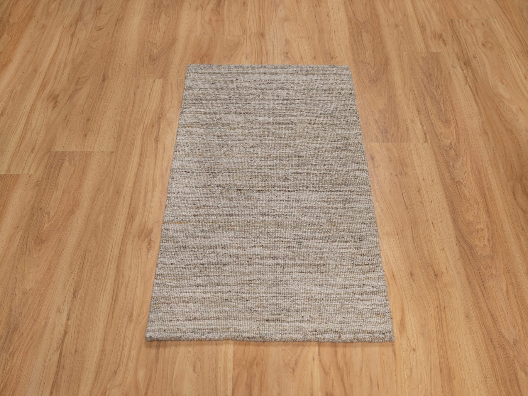 2'x3' Tan Brown, Modern Plain Design, Textured, Hand Loomed, Natural Wool, Mat, Sample, Oriental Rug HR92905 - Image 2