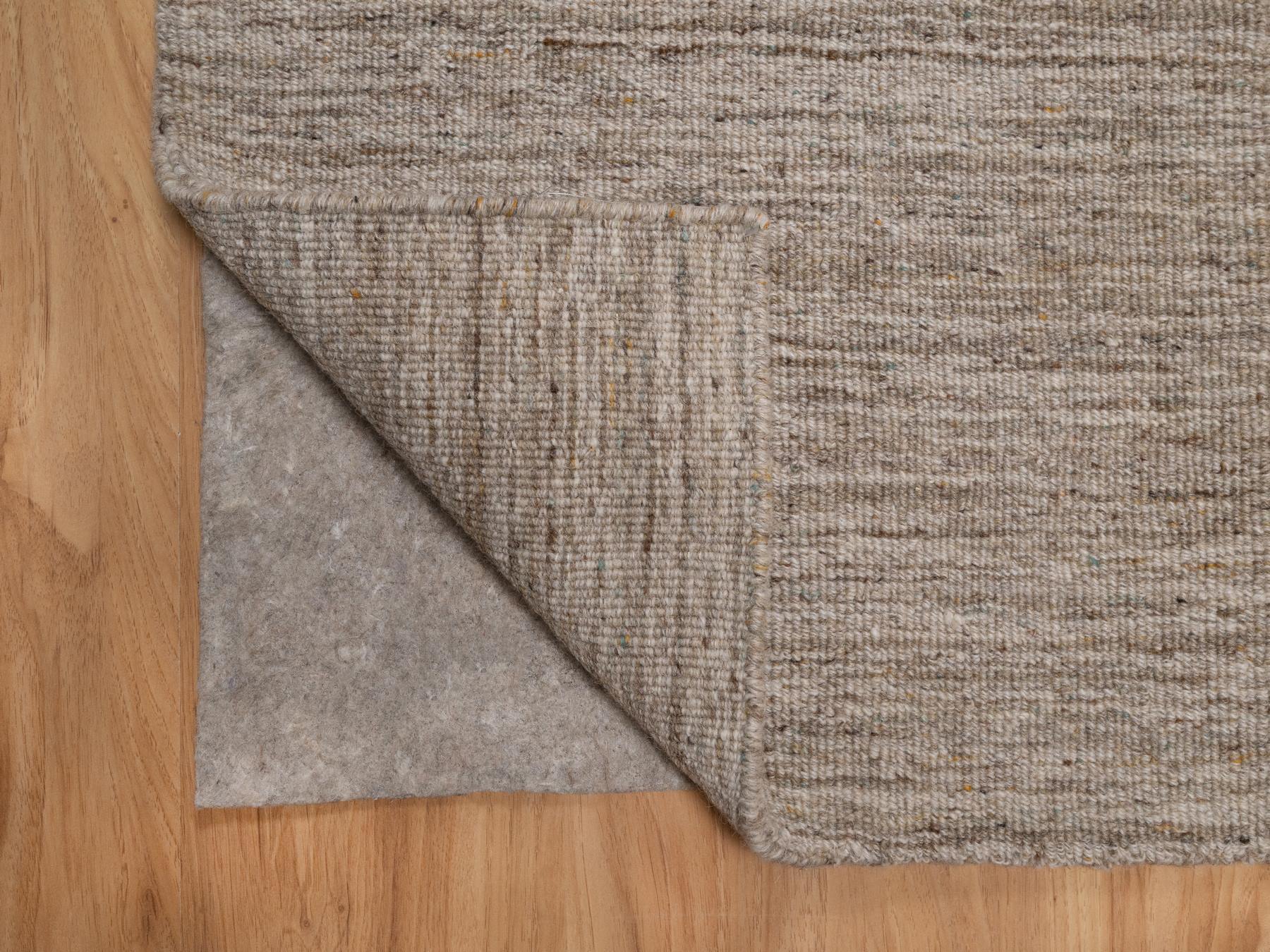 2'x3' Tan Brown, Modern Plain Design, Textured, Hand Loomed, Natural Wool, Mat, Sample, Oriental Rug HR92905 - Image 3