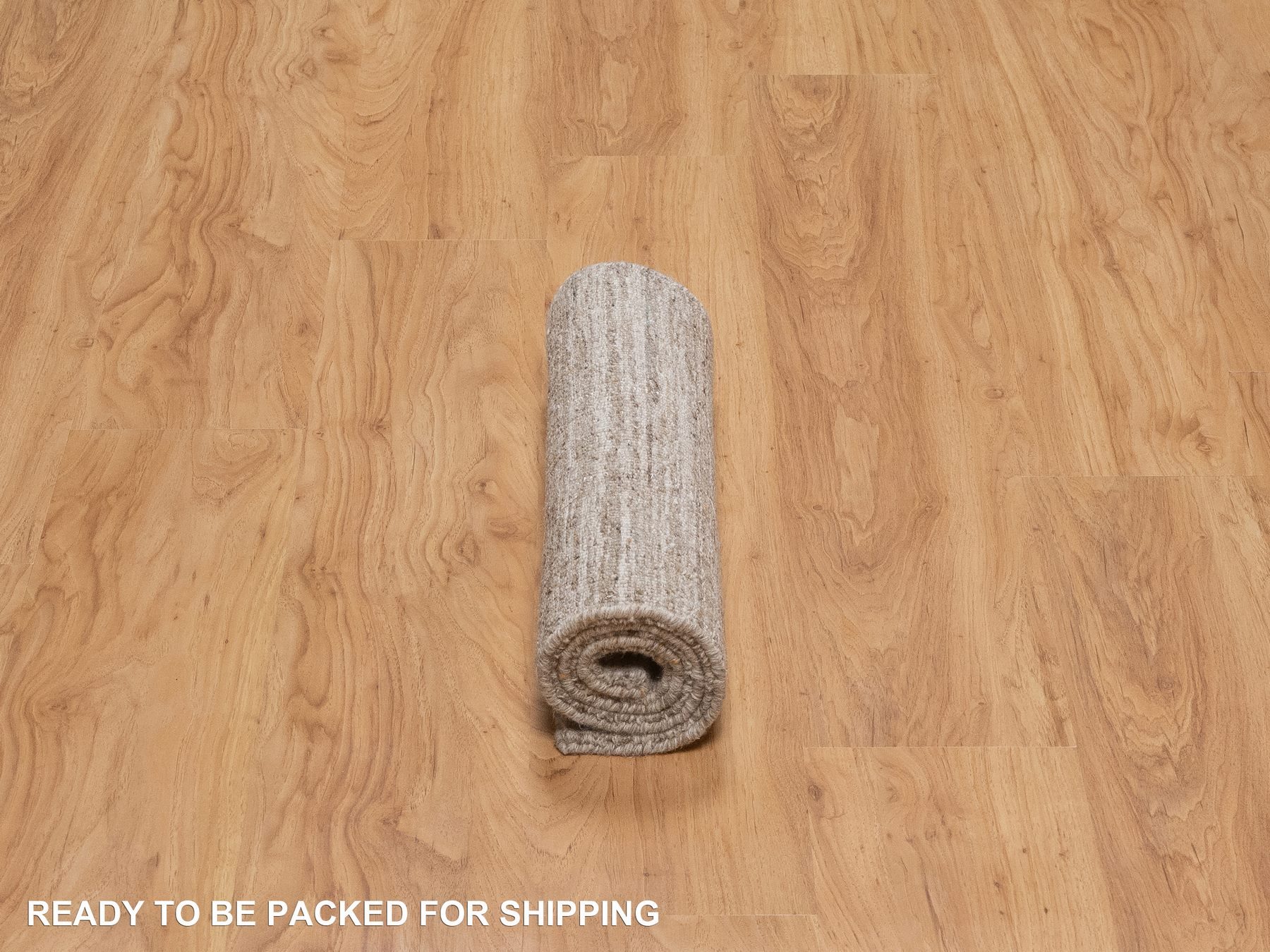 2'x3' Tan Brown, Modern Plain Design, Textured, Hand Loomed, Natural Wool, Mat, Sample, Oriental Rug HR92905 - Image 6
