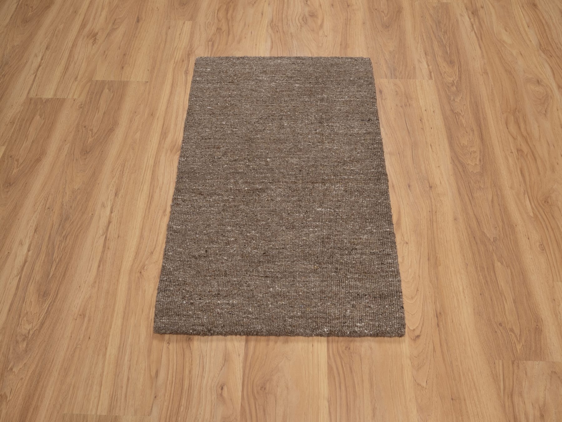 2'x3' Cedar Brown, Modern Plain Design, Textured, Hand Loomed, Natural Wool, Sample, Mat, Oriental Rug HR92907 - Image 2