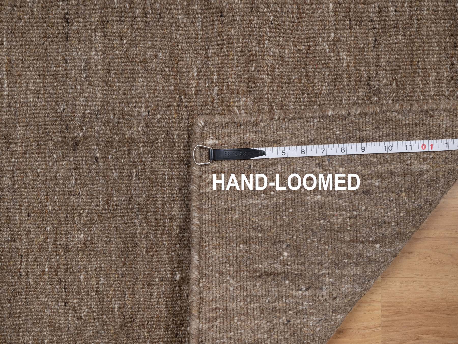 2'x3' Cedar Brown, Modern Plain Design, Textured, Hand Loomed, Natural Wool, Sample, Mat, Oriental Rug HR92907 - Image 8