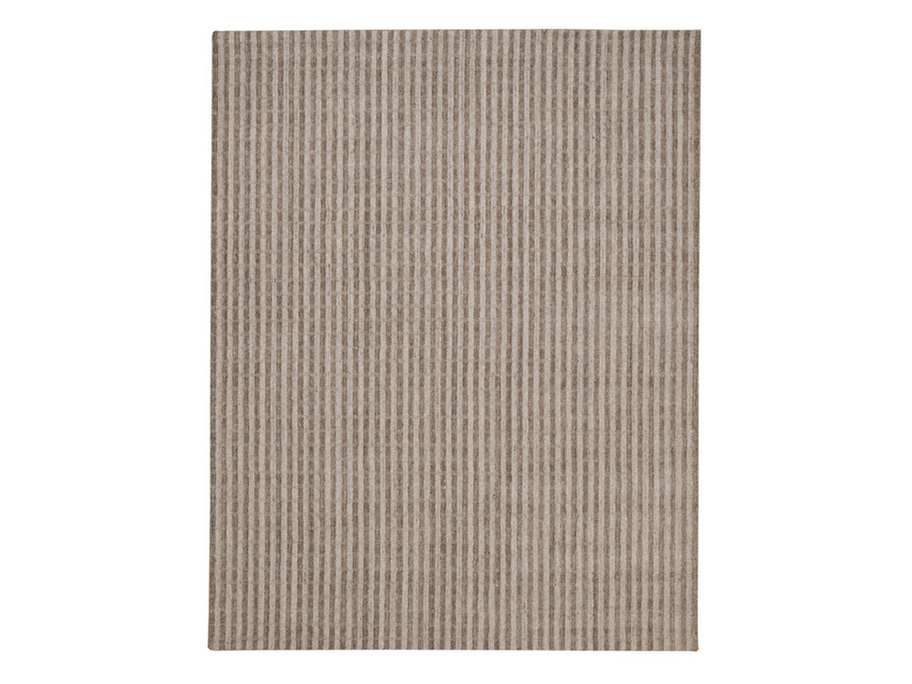 8'x10'2" Tan and Beaver Brown, Hand Loomed, Vertical Stripes Design with Salt and Pepper Effect, Undyed Natural Wool, Oriental Rug HR92912
