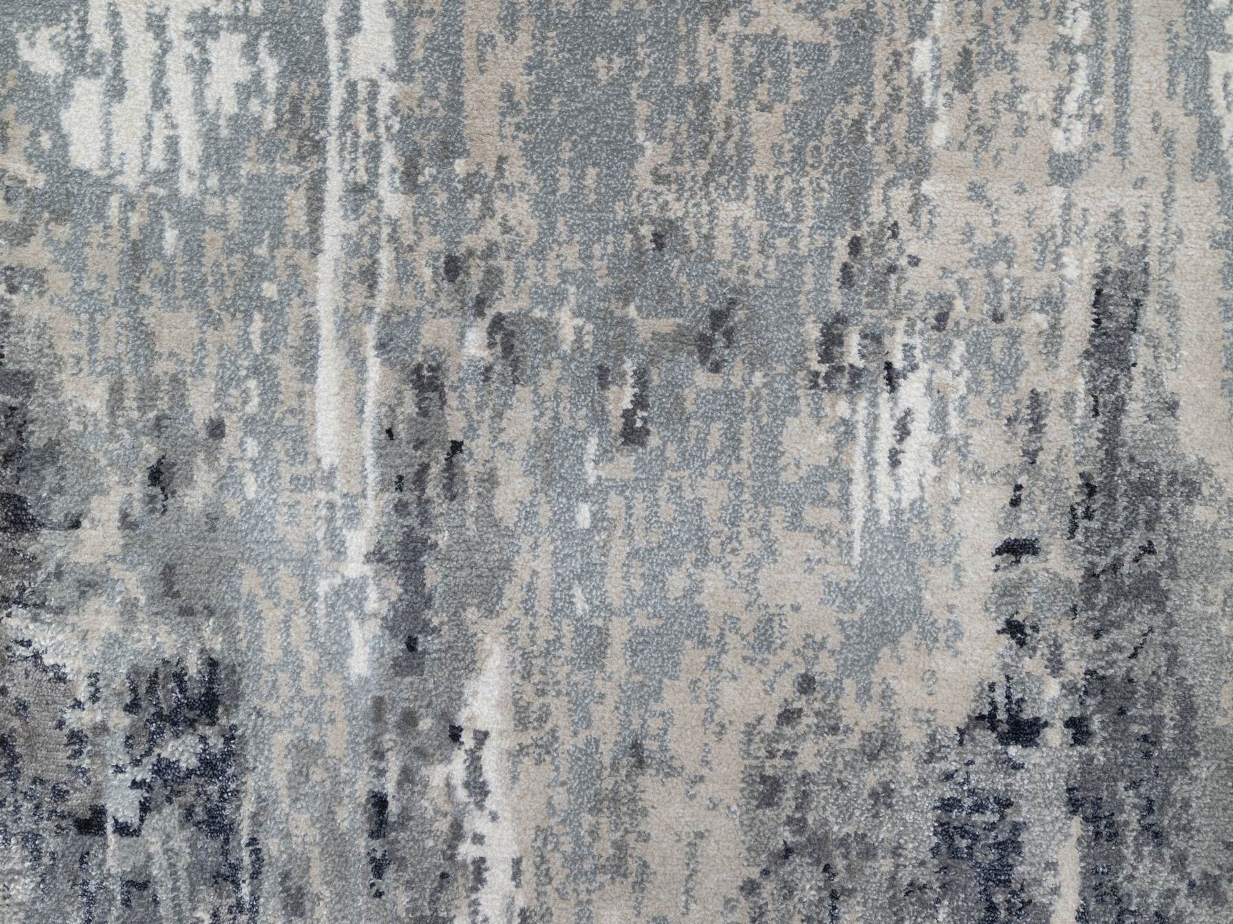 2'6"x16' Black with Touches of Ivory, Modern Abstract Design, Hand Knotted, Soft to the Touch, Wool and Silk, XL, Narrow Runner, Oriental Rug HR92917 - Image 5
