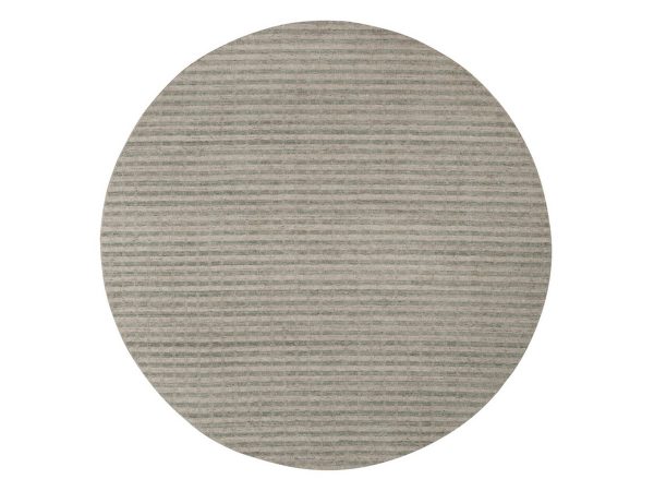 8'x8' Tan Brown and Gray, Stripes Design with Salt and Pepper Effect, Hand Loomed, Undyed Natural Wool, Round, Oriental Rug HR92918
