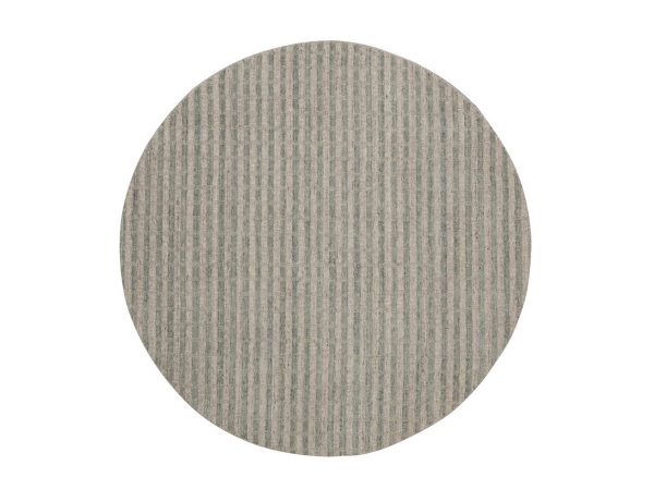 6'x6' Tan Brown and Gray, Vertical Stripes Design with Salt and Pepper Effect, Hand Loomed, Undyed Natural Wool, Round, Oriental Rug HR92919