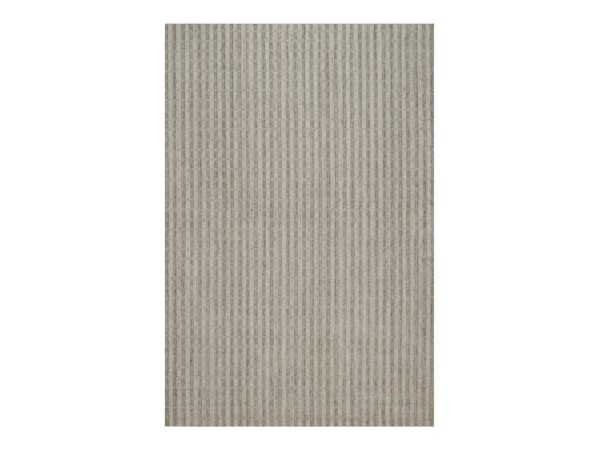6'x9' Tan Brown and Gray, Vertical Stripes Design with Salt and Pepper Effect, Undyed Natural Wool, Hand Loomed, Oriental Rug HR92921