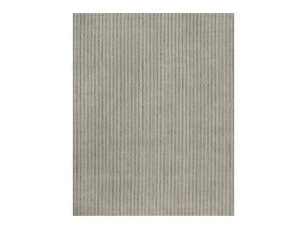 8'x10' Tan Brown and Gray, Vertical Stripes Design with Salt and Pepper Effect, Hand Loomed, Undyed Natural Wool, Oriental Rug HR92922