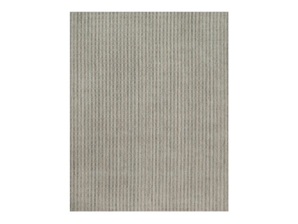 8'x10' Tan Brown and Gray, Vertical Stripes Design with Salt and Pepper Effect, Undyed Natural Wool, Hand Loomed, Oriental Rug HR92923