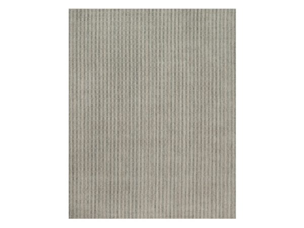 8'x10' Tan Brown and Gray, Vertical Stripes Design with Salt and Pepper Effect, Undyed Natural Wool, Hand Loomed, Oriental Rug HR92924