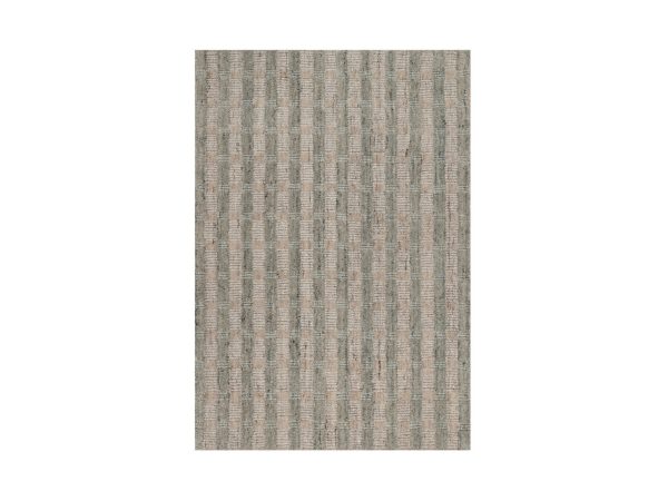 2'x3' Tan Brown and Gray, Vertical Stripes Design with Salt and Pepper Effect, Hand Loomed, Undyed Natural Wool, Sample, Mat, Oriental Rug HR92926