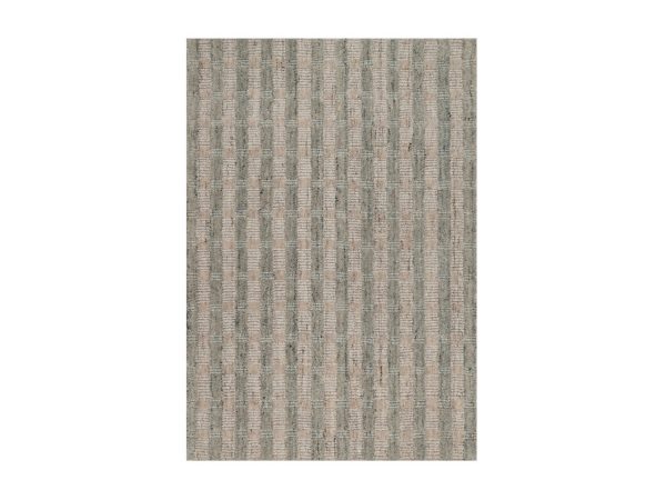 2'x3' Tan Brown and Gray, Hand Loomed, Vertical Stripes Design with Salt and Pepper Effect, Undyed Natural Wool, Sample, Mat, Oriental Rug HR92927