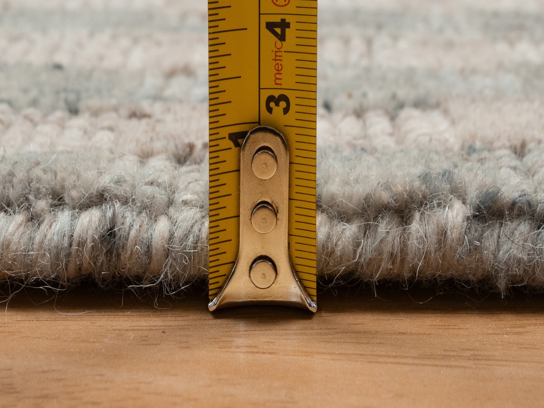2'x3' Tan Brown and Gray, Vertical Stripes Design with Salt and Pepper Effect, Undyed Natural Wool, Hand Loomed, Sample, Mat, Oriental Rug HR92928 - Image 7
