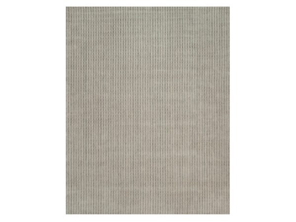 12'x15' Tan Brown and Gray, Vertical Stripes Design with Salt and Pepper Effect, Undyed Natural Wool, Hand Loomed, XL, Oversized, Oriental Rug HR92929