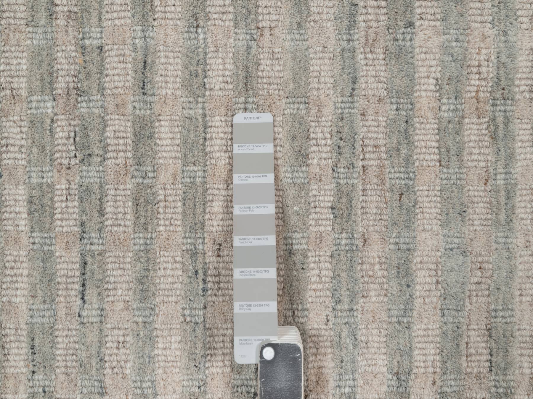 12'x15' Tan Brown and Gray, Vertical Stripes Design with Salt and Pepper Effect, Undyed Natural Wool, Hand Loomed, XL, Oversized, Oriental Rug HR92929 - Image 7