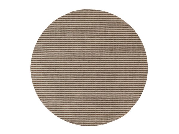 10'x10' Tan and Chocolate Brown, Stripes Design with Salt and Pepper Effect, Undyed Natural Wool, Hand Loomed, Round, Oriental Rug HR92931