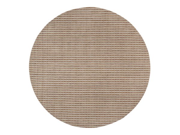 10'x10' Tan and Beaver Brown, Stripes Design with Salt and Pepper Effect, Undyed Natural Wool, Hand Loomed, Round, Oriental Rug HR92932