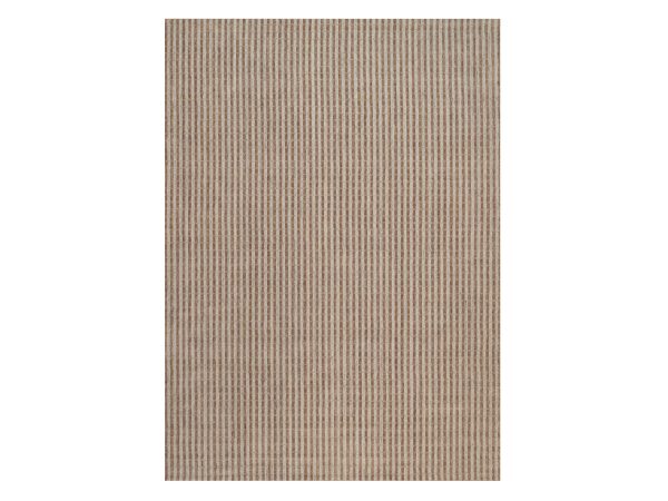 10'x14' Tan and Beaver Brown, Vertical Stripes Design with Salt and Pepper Effect, Undyed Natural Wool, Hand Loomed, Oriental Rug HR92935