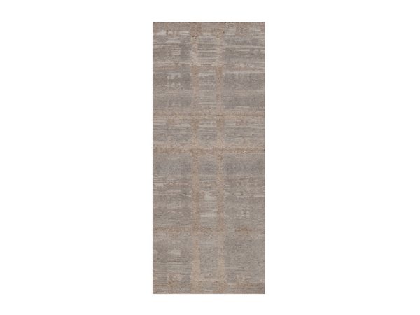 2'6"x6'2" Amphora Brown, Modern Criss Cross Erased Design, Hand Spun Undyed Natural Wool, Hand Knotted, Runner, Oriental Rug HR92944
