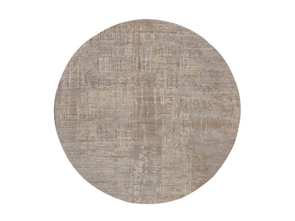 8'x8' Amphora Brown, Modern Erased Design, Hand Knotted, Hand Spun Undyed Natural Wool, Round, Oriental Rug HR92948