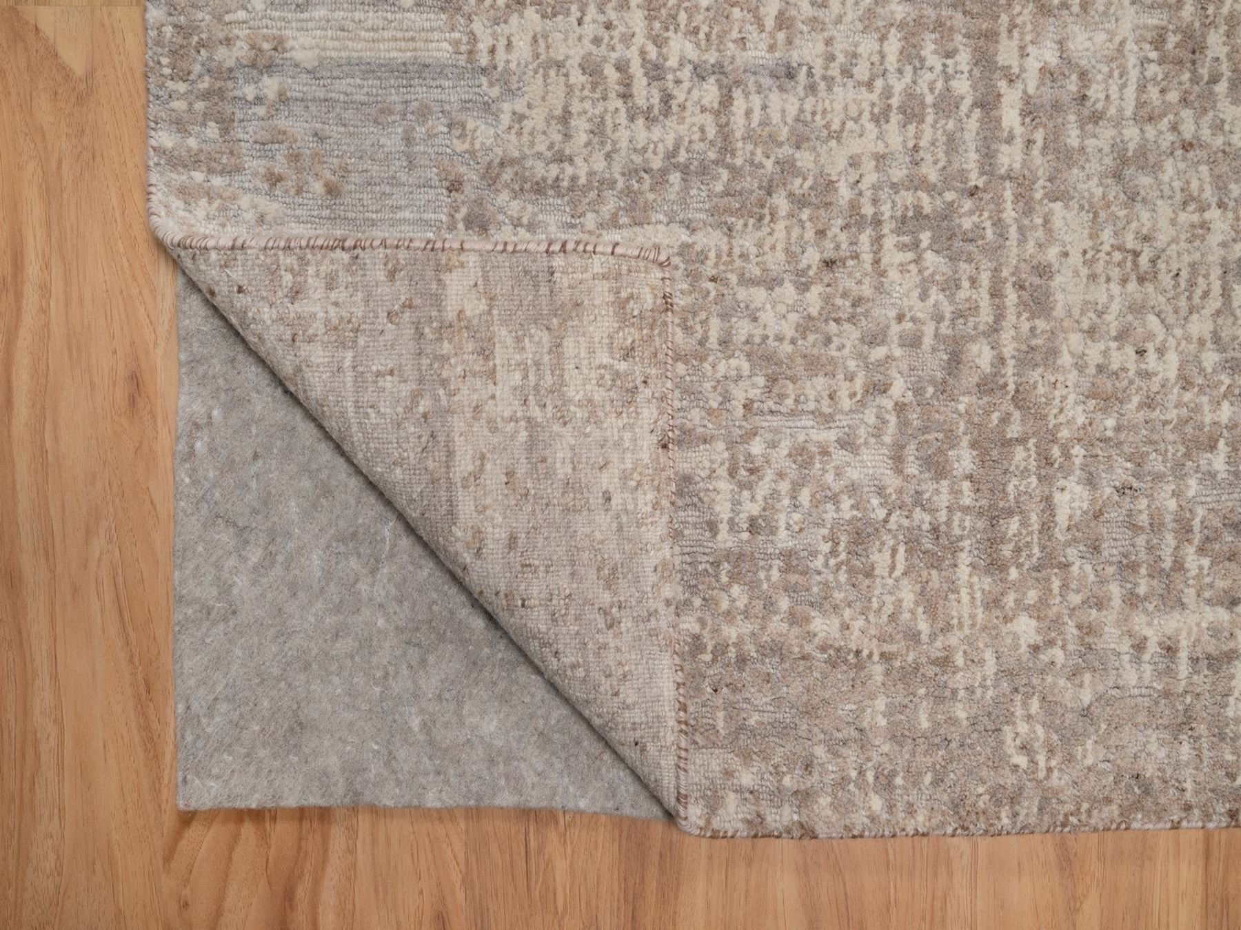 3'1"x5'2" Amphora Brown, Hand Knotted, Modern Erased Design, Hand Spun Undyed Natural Wool, Oriental Rug HR92952 - Image 3