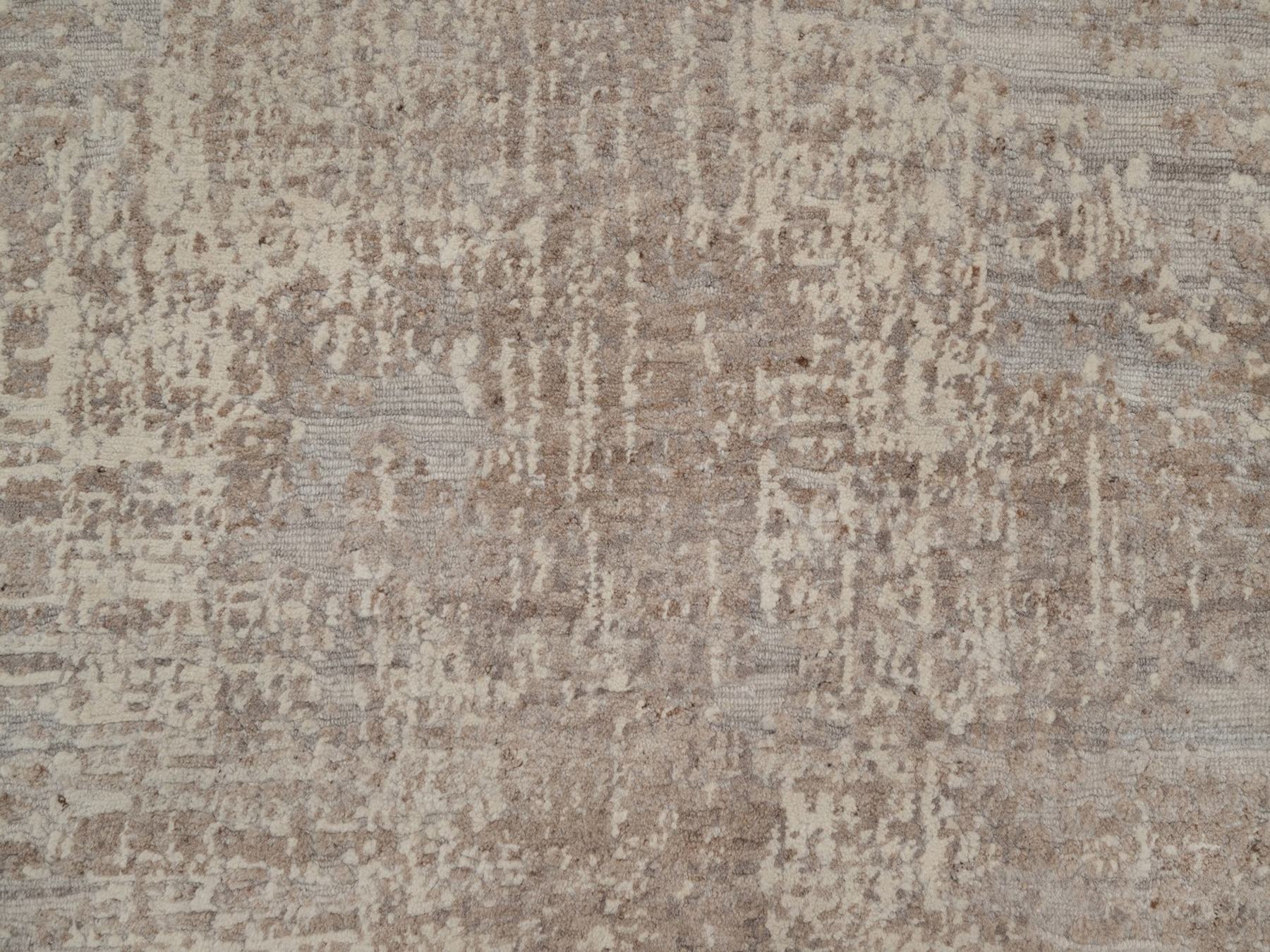 3'1"x5'2" Amphora Brown, Hand Knotted, Modern Erased Design, Hand Spun Undyed Natural Wool, Oriental Rug HR92952 - Image 5