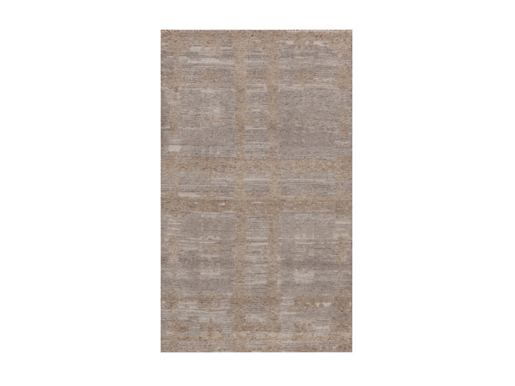 3'1"x5'2" Amphora Brown, Hand Knotted, Modern Criss Cross Erased Design, Hand Spun Undyed Natural Wool, Oriental Rug HR92963