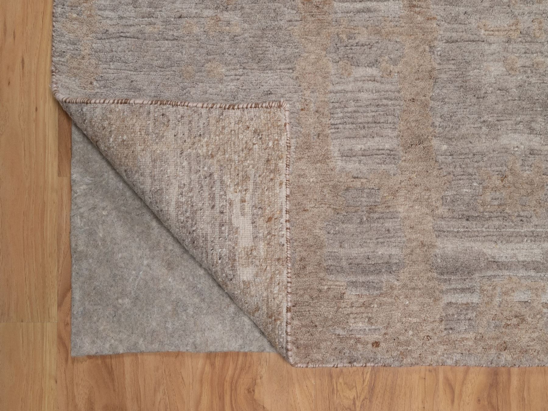 3'1"x5'2" Amphora Brown, Hand Knotted, Modern Criss Cross Erased Design, Hand Spun Undyed Natural Wool, Oriental Rug HR92963 - Image 3