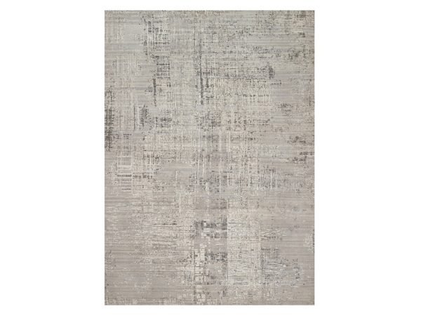 10'x14' Pastel Gray, Modern Erased Design, Hand Knotted, Hand Spun Undyed Natural Wool, Oriental Rug HR92965