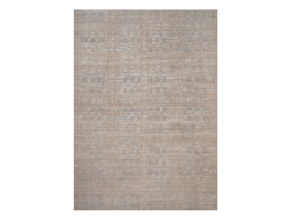 12'x18' Amphora Brown, Modern Criss Cross Erased Design, Hand Knotted, Hand Spun Undyed Natural Wool, Oversized, XL, Oriental Rug HR92970