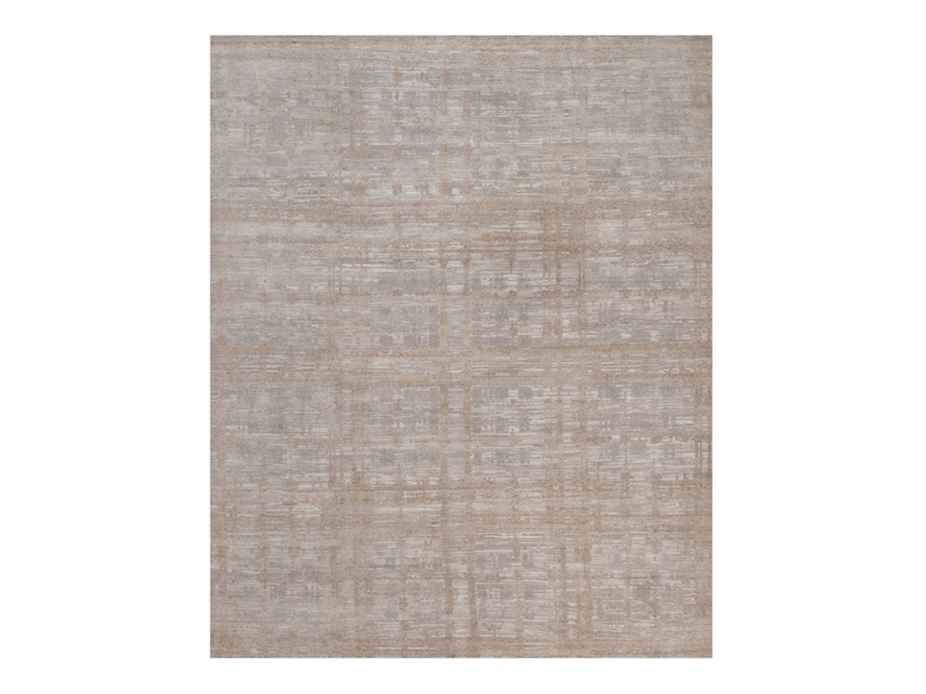 12'3"x15'4" Amphora Brown, Hand Knotted, Modern Criss Cross Erased Design, Hand Spun Undyed Natural Wool, XL, Oversized, Oriental Rug HR92971