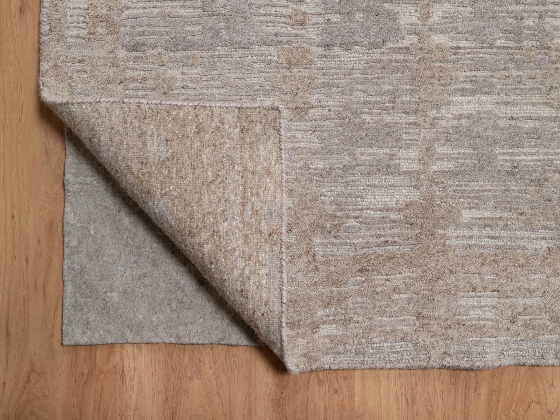12'3"x15'4" Amphora Brown, Hand Knotted, Modern Criss Cross Erased Design, Hand Spun Undyed Natural Wool, XL, Oversized, Oriental Rug HR92971 - Image 4