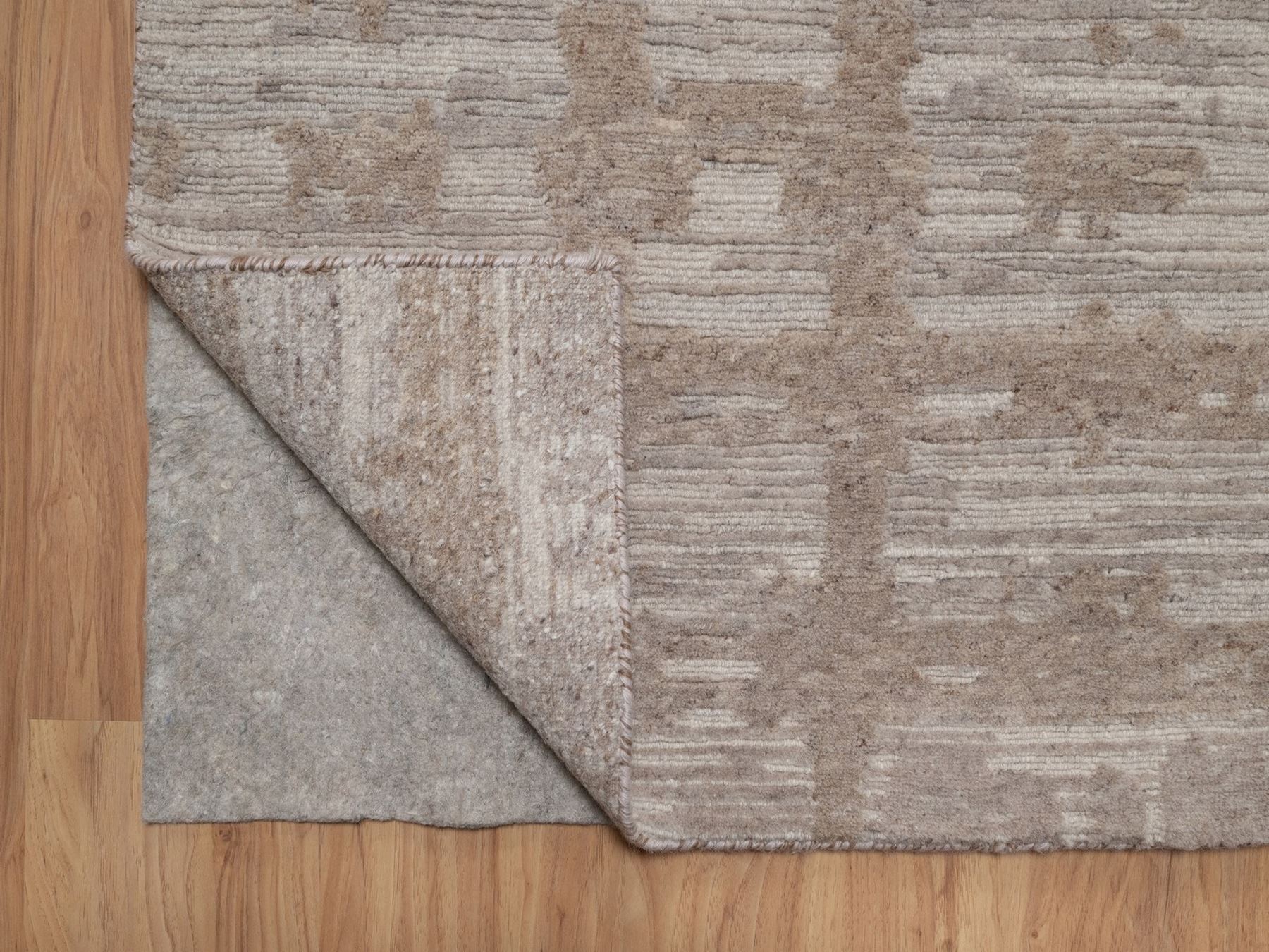 2'6"x16'2" Amphora Brown, Modern Criss Cross Erased Design, Hand Knotted, Hand Spun Undyed Natural Wool, XL Runner, Oriental Rug HR92972 - Image 3