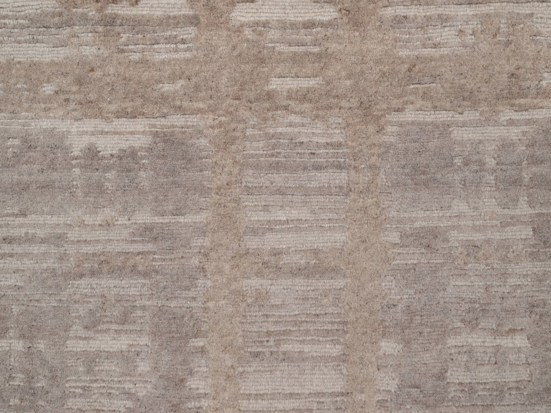 2'6"x16'2" Amphora Brown, Modern Criss Cross Erased Design, Hand Knotted, Hand Spun Undyed Natural Wool, XL Runner, Oriental Rug HR92972 - Image 5