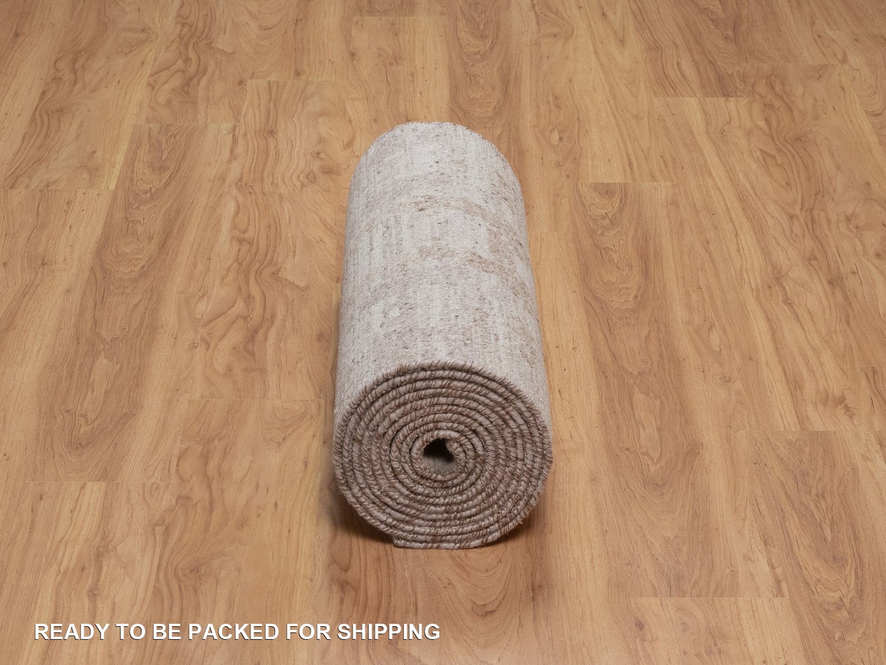 2'6"x16'2" Amphora Brown, Modern Criss Cross Erased Design, Hand Knotted, Hand Spun Undyed Natural Wool, XL Runner, Oriental Rug HR92972 - Image 6