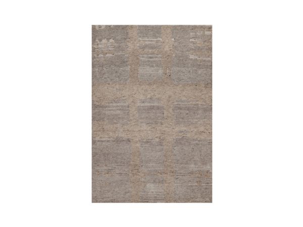 2'1"x3'1" Amphora Brown, Modern Criss Cross Erased Design, Hand Spun Undyed Natural Wool, Hand Knotted, Sample, Mat, Oriental Rug HR92974