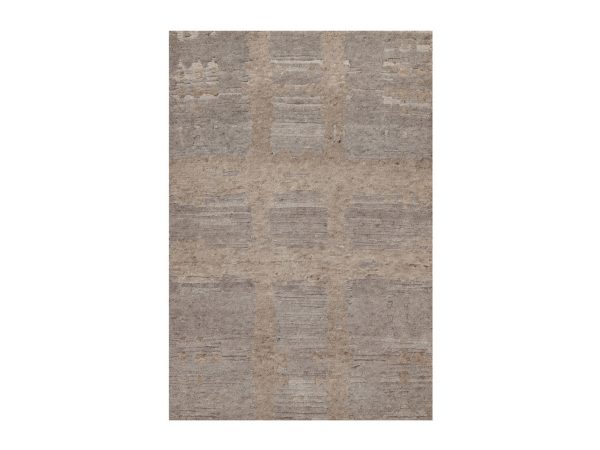 2'x3' Amphora Brown, Modern Criss Cross Erased Design, Hand Spun Undyed Natural Wool, Hand Knotted, Sample, Mat, Oriental Rug HR92976