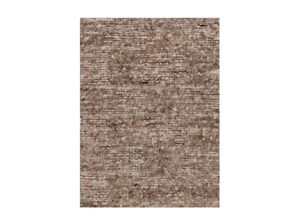 2'x2'8" Amphora Brown, Modern Striae Design, Tone on Tone, Thick and Plush, Pure Wool, Hand Loomed, Mat, Sample, Oriental Rug HR92979