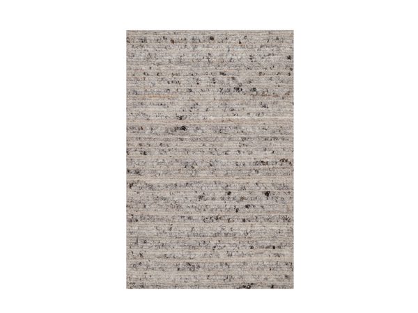 2'x3' Silver Gray, Modern Striae Design, Tone on Tone, Thick and Plush, Pure Wool, Hand Loomed, Mat, Sample, Oriental Rug HR92980