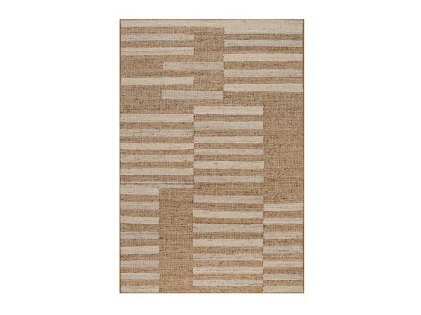 5'1"x7'8" Bone Brown, Flat Weave, Durie Kilim with Geometric Design, Hand Woven, 100% Wool, Textured, Oriental Rug HR92984