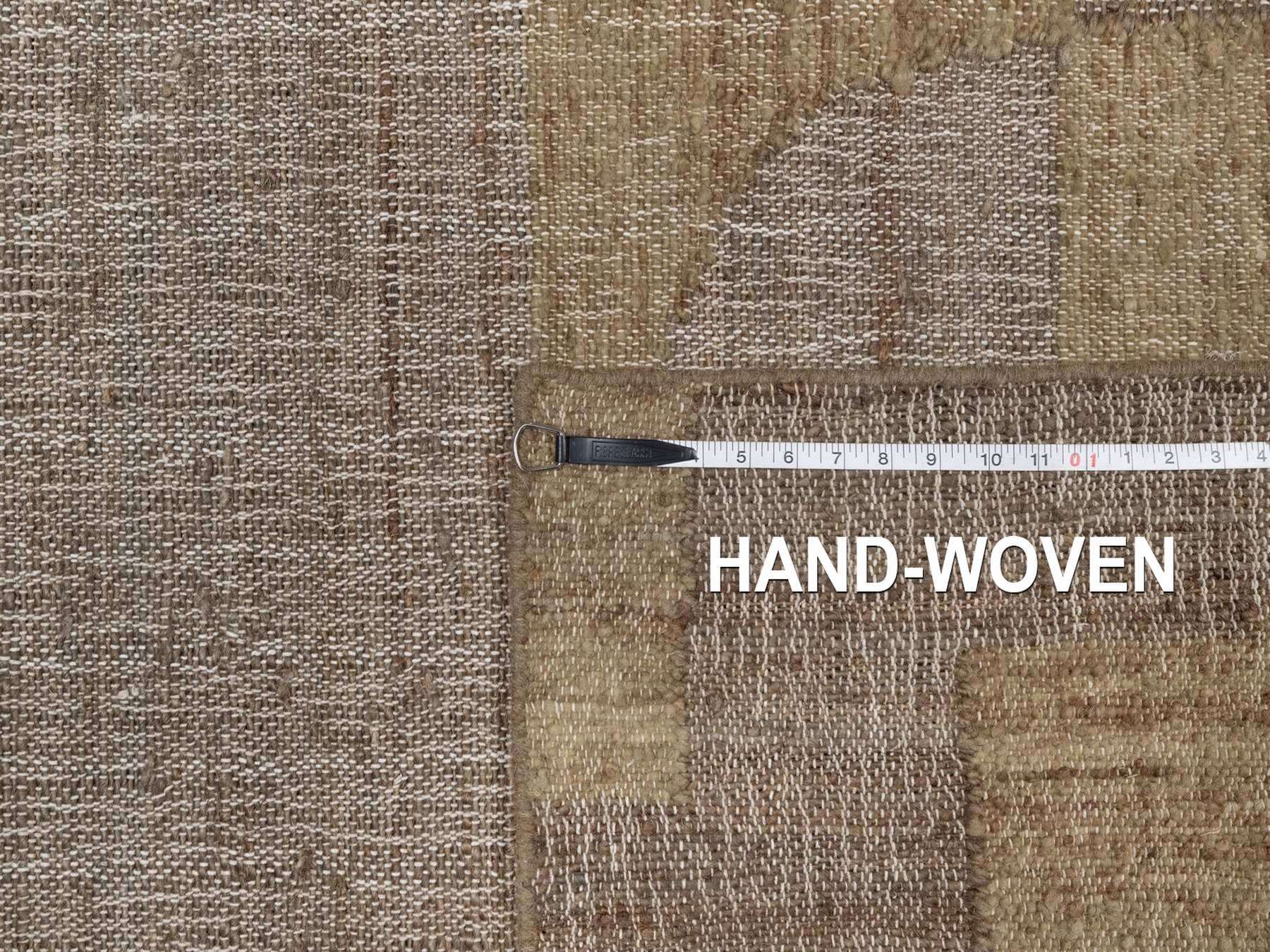 5'4"x7'9" Coffee Brown, Flat Weave, Durie Kilim with Geometric Design, Hand Woven, 100% Wool, Oriental Rug HR92985 - Image 8