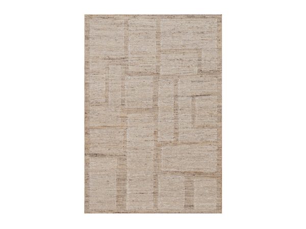 5'1"x7'7" Tan Brown, Flat Weave, Durie Kilim with Geometric Design, 100% Wool, Textured, Hand Woven, Oriental Rug HR92987