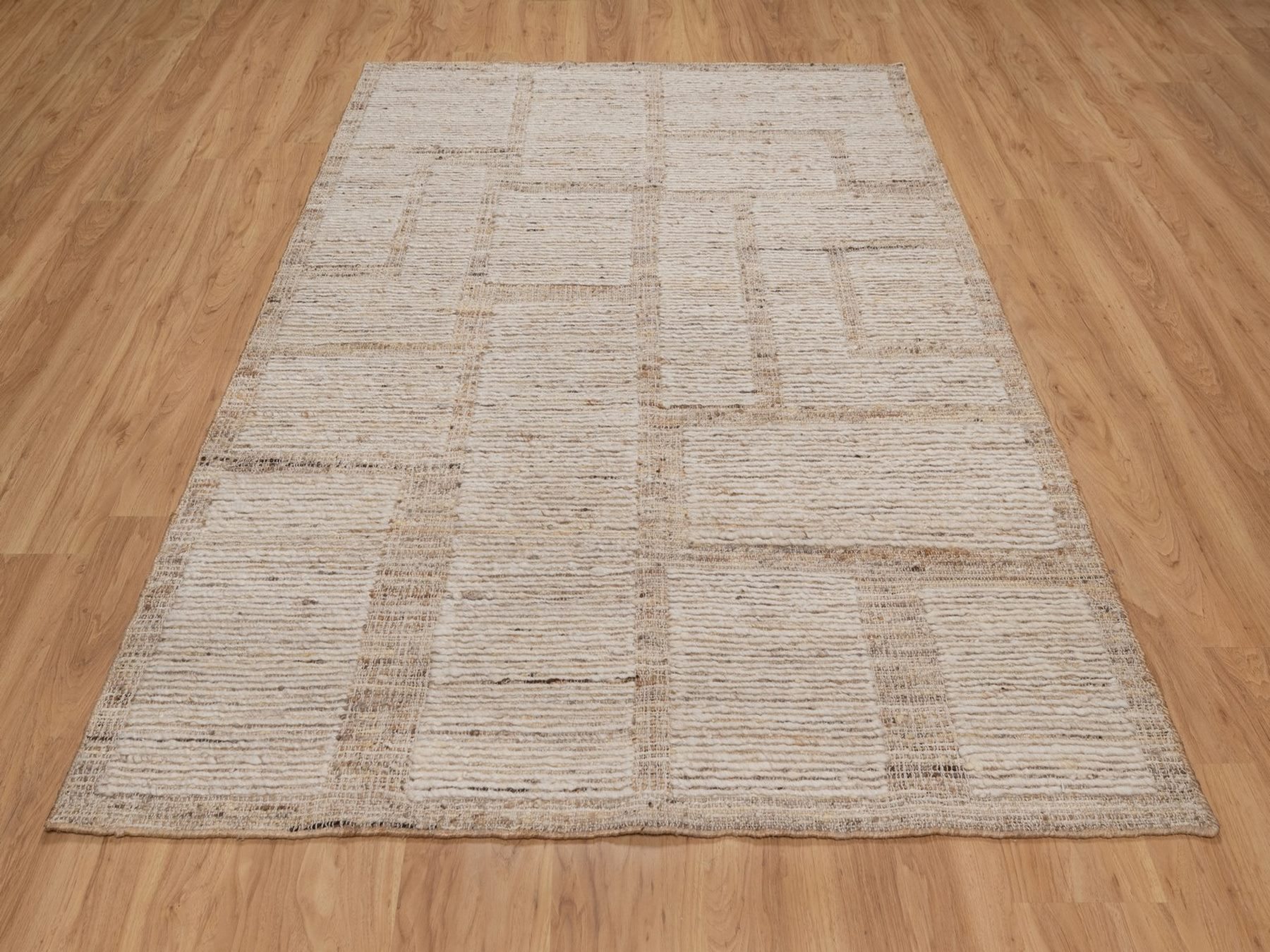 5'1"x7'7" Tan Brown, Flat Weave, Durie Kilim with Geometric Design, 100% Wool, Textured, Hand Woven, Oriental Rug HR92987 - Image 2