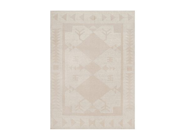 5'3"x7'6" Swan White, Flat Weave, Durie Kilim with Geometric Design, 100% Wool, Hand Woven, Oriental Rug HR92989