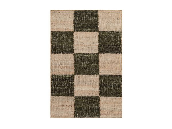 2'x3' Beige and Green, Flat Weave, Durie Kilim with Box Design, 100% Wool, Hand Woven, Sample, Mat, Oriental Rug HR92997