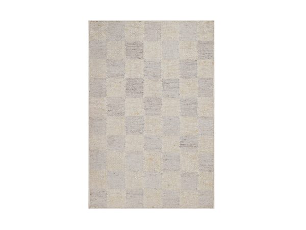2'x3' Ivory and Gray, Flat Weave, Durie Kilim with Box Design, 100% Wool, Hand Woven, Sample, Mat, Oriental Rug HR93007