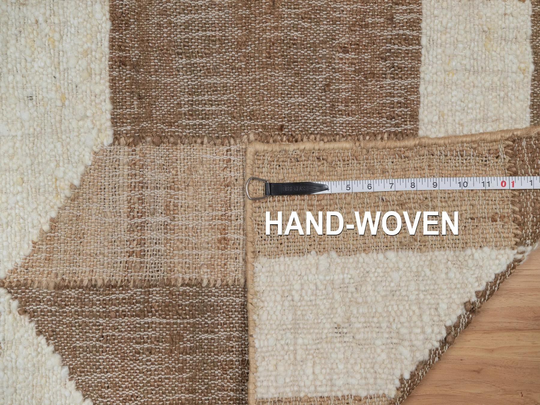 2'x3' Frappe Brown, Flat Weave, Durie Kilim with Geometric Design, 100% Wool, Hand Woven, Oriental Rug HR93008 - Image 8