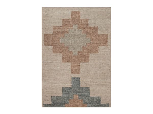 5'x7'4" Tan Brown, Flat Weave, Durie Kilim with Geometric Design, 100% Wool, Hand Woven, Oriental Rug HR93009