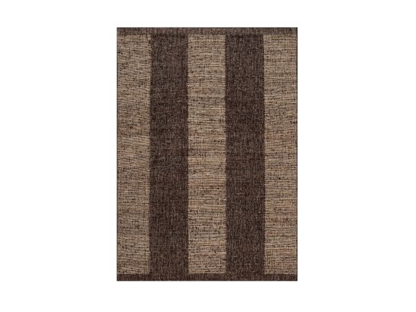 5'2"x7'3" Chocolate Brown, Flat Weave, Durie Kilim with Geometric Design, Textured, Hand Woven, 100% Wool, Oriental Rug HR93010