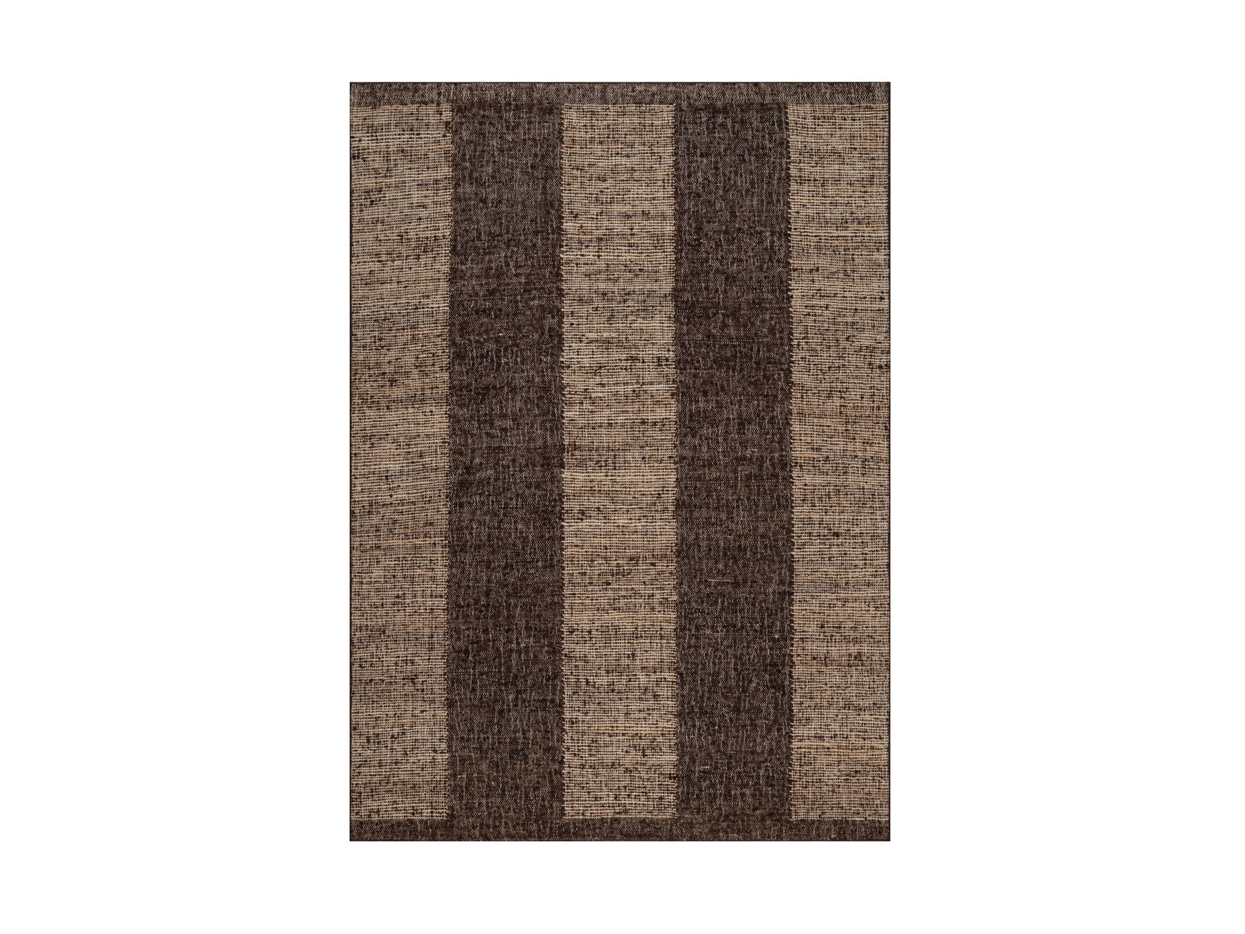 5'2"x7'3" Chocolate Brown, Flat Weave, Durie Kilim with Geometric Design, Textured, Hand Woven, 100% Wool, Oriental Rug HR93010