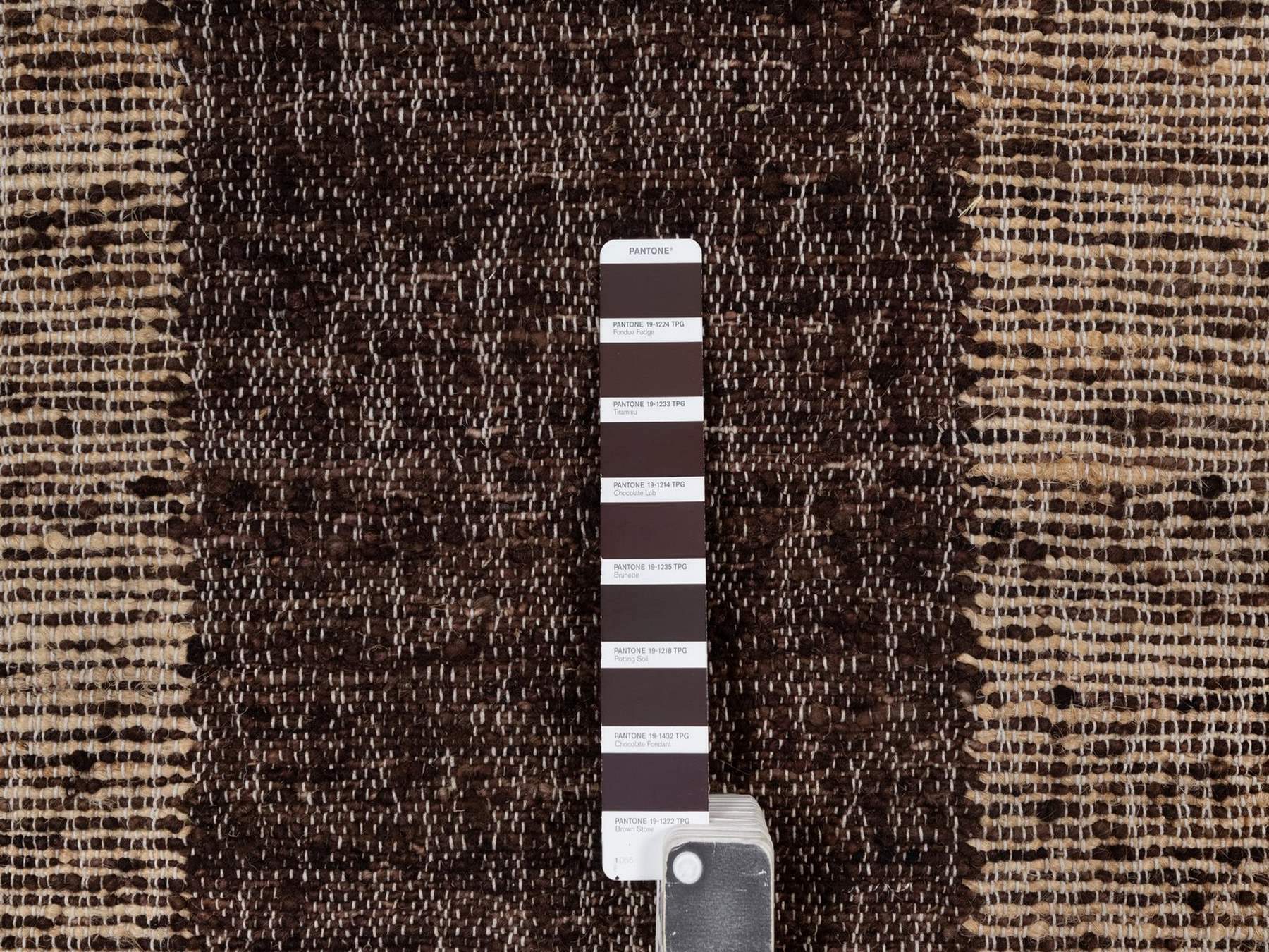 5'2"x7'3" Chocolate Brown, Flat Weave, Durie Kilim with Geometric Design, Textured, Hand Woven, 100% Wool, Oriental Rug HR93010 - Image 4